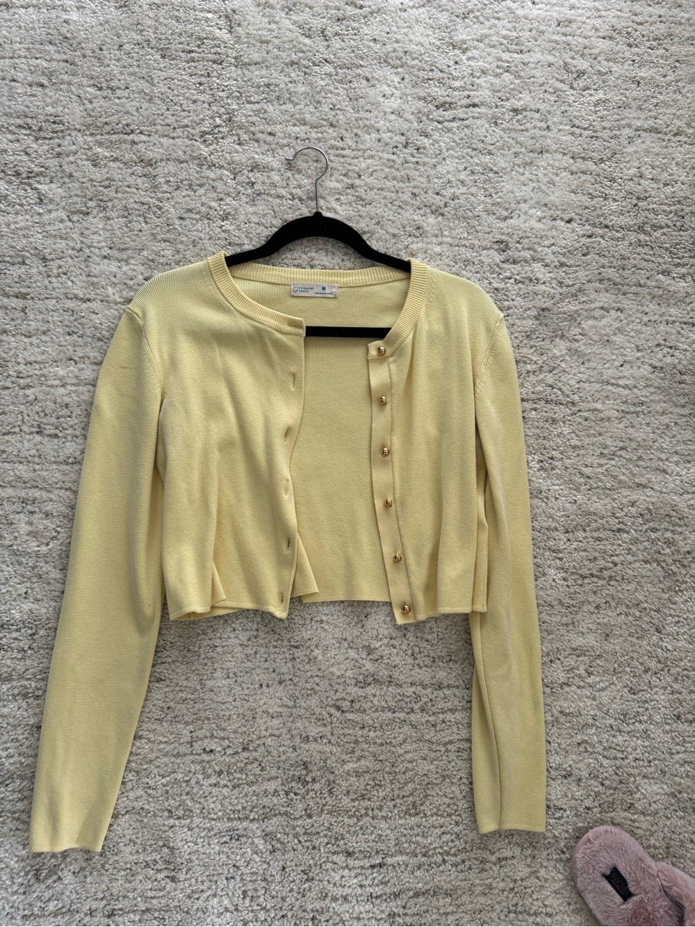 Primark Pale Yellow Cropped Button Cardigan